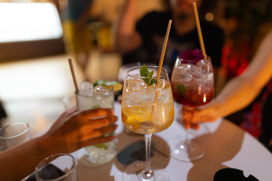 Event attendees toasting at cocktail reception