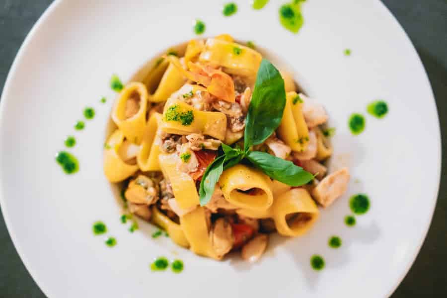 pasta dish at a fine dining Italian restaurant