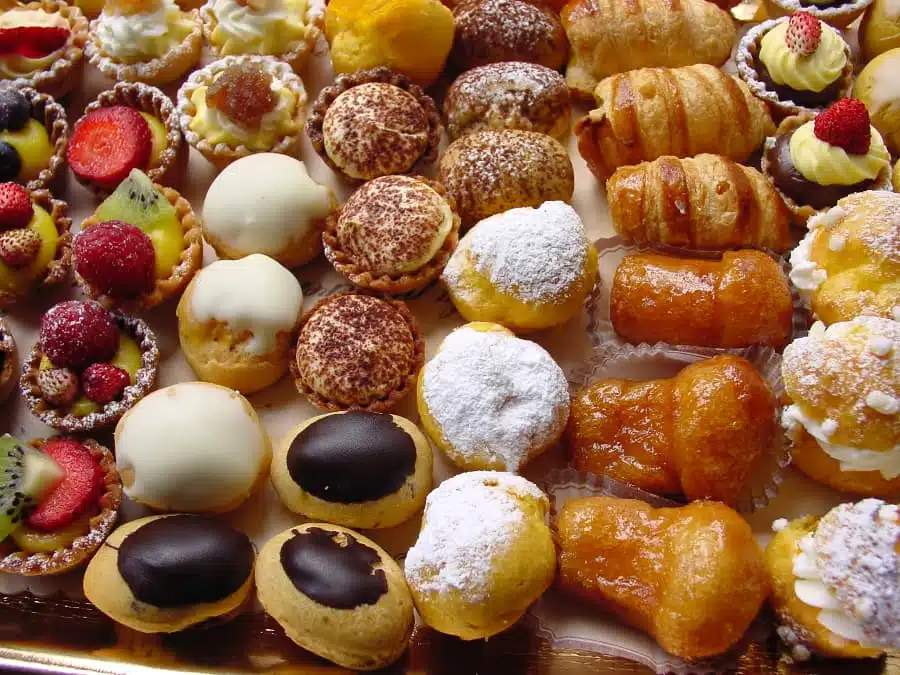 Close-up of assortment of delicious Italian pastries